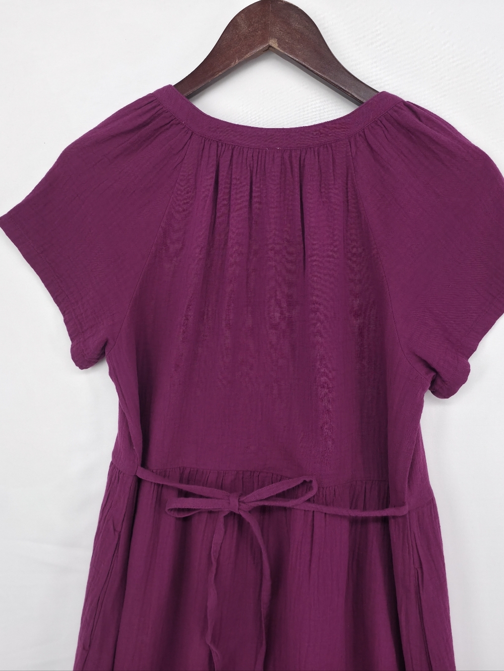 Pact Organic Cotton Coastal Double Gauze Breezy Midi Dress XS Sangria Minimalist - Picture 11 of 16